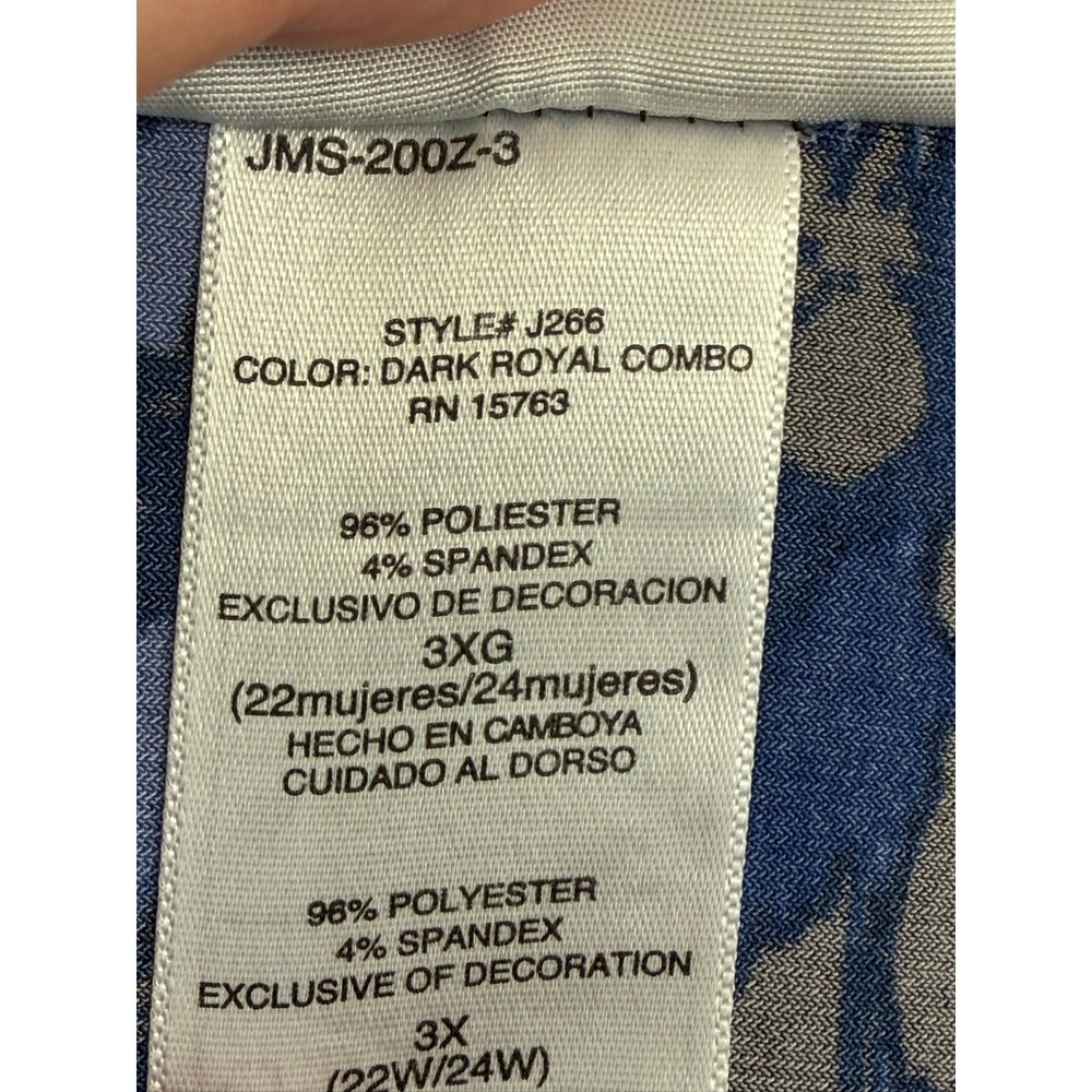 JMS Easy Dressing 3X Blue Leopard Print 3/4 Sleeve Tunic Top J266 Dark Royal - Picture 3 of 10